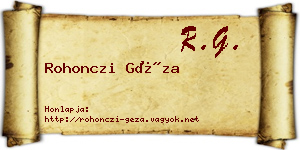 Rohonczi Géza névjegykártya